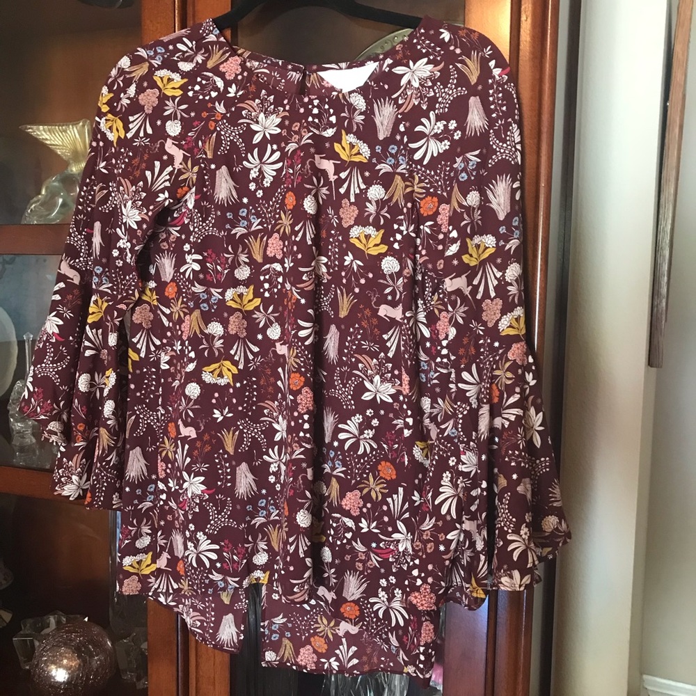 NWT Lauren Conrad Unicorn Floral Print Blouse XS